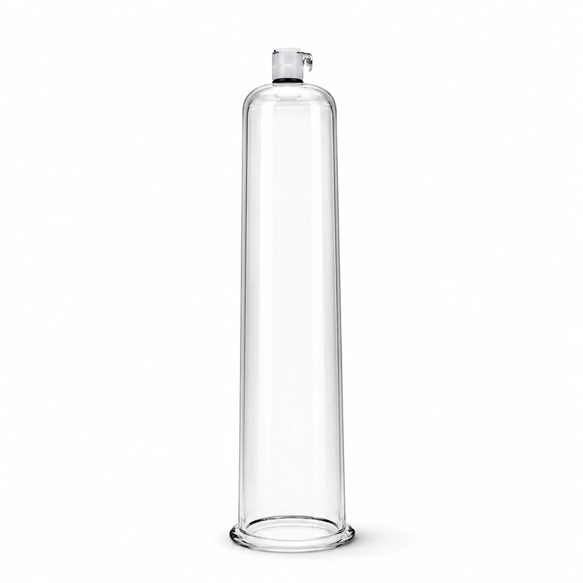 Clear acrylic penis pump cylinder on white, Fort Troff
