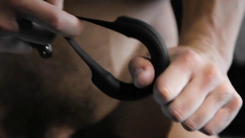 Pinch Zero Ring video, Silicone-Cased Chrome Cock Ring in use, Fort Troff